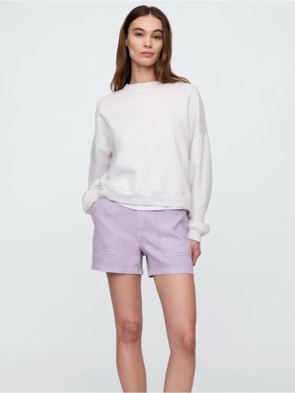GAP Factory Women's High-Waist SuperSoft Denim Utility Shorts - Picture 3 of 3